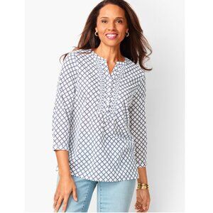 Talbots NWT PINTUCK POPOVER - DIAMOND TILE szM